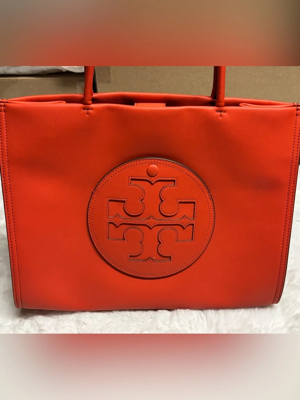 Authentic Tory Burch Ella Bio Tote Bag in Poppy Red